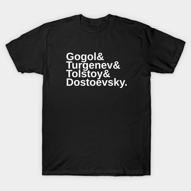 Russian Literature List T-Shirt by KierkegaardDesignStudio